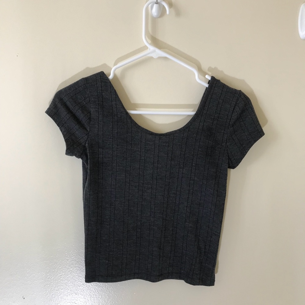 Grey striped crop top